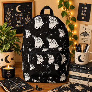 Impresa Mochila con estampado de mariposa polilla negra