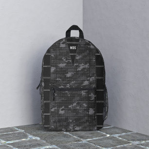 Impresa Mochila con estampado de monograma de camuflaje os
