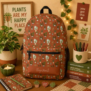 Impresa Mochila con estampado de patrón de cactus salvaje
