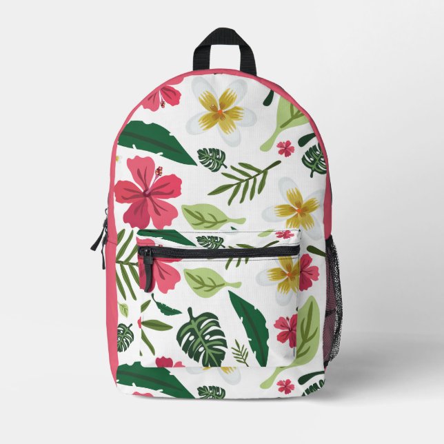 Impresa Mochila con estampado floral tropical (Anverso)