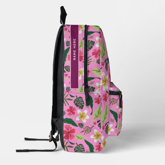 Impresa Mochila con estampado floral tropical (Izquierda)
