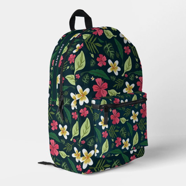 Impresa Mochila con estampado floral tropical (Esquina izquierda trasera)