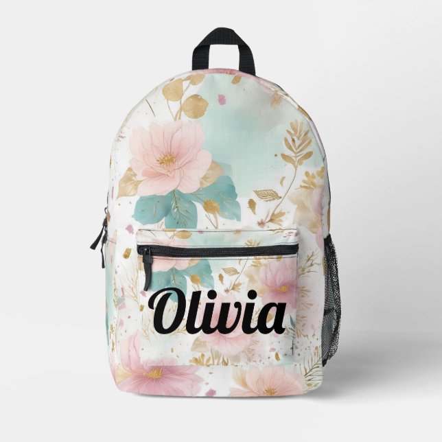 Impresa Mochila con estética floral boho (Anverso)