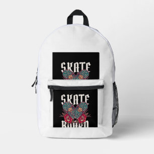 Impresa Mochila con gráfico de Skate Board Blanco  