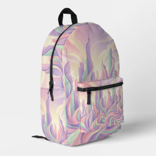 Impresa Mochila con horizonte urbano de arte abstracto en