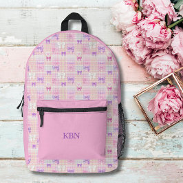 Impresa Mochila con iniciales o nombre monograma de cuadro