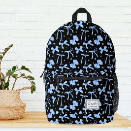 Impresa Mochila con lazo coqueto negro y nombre personaliz