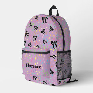 Impresa Mochila con lazo floral de lavanda personalizada y