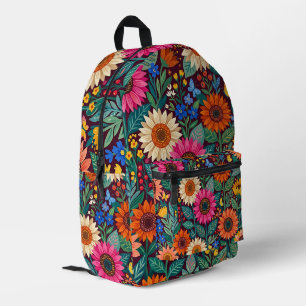 Impresa Mochila con mariposa y girasol colorido abstracto