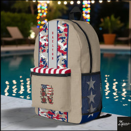 Impresa Mochila con monograma de camuflaje floral american