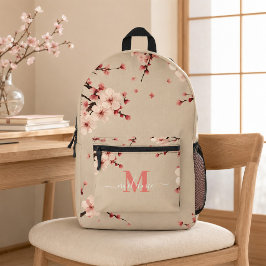 Impresa Mochila con monograma de coral y flores de cerezo