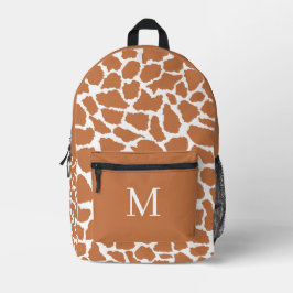 Impresa Mochila con monograma de impresión de jirafa marró