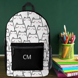 Impresa Mochila con monograma personalizado de gatos lindo