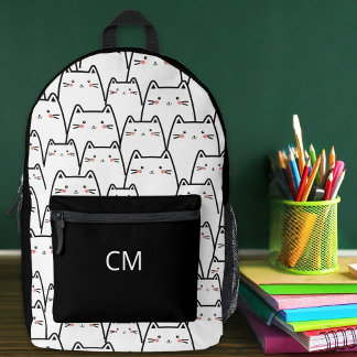 Impresa Mochila con monograma personalizado de gatos lindo