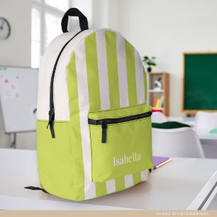Impresa Mochila con nombre de niña de rayas verdes geniale