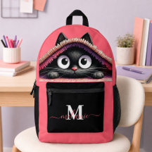Mochila con nombre personalizado Hot Pink Gatito N