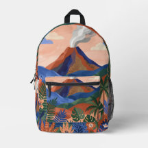 Mochila con paisaje de volcán de terracota