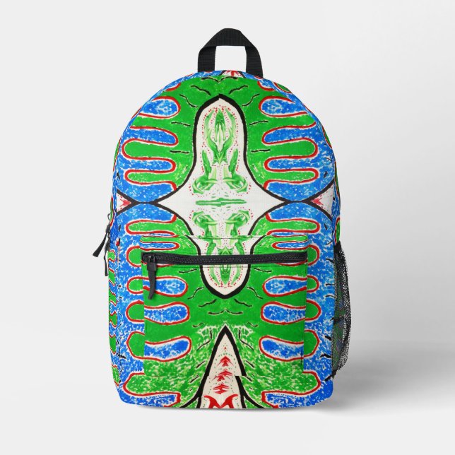 Impresa Mochila con patrón abstracto "BioForms" (Anverso)