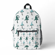 Mochila con patrón caprichoso de hongo azul