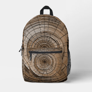 Impresa Mochila con Patrón de Anillos de Árbol Inspirado e