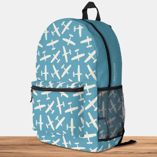 Impresa Mochila con patrón de avión con nombre personaliza