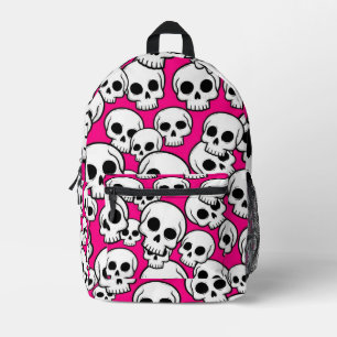 Impresa Mochila con patrón de calavera rosa
