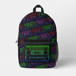 Impresa Mochila Con Patrón De Cassette Neon Multicolor