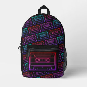 Impresa Mochila Con Patrón De Cassette Neon Multicolor