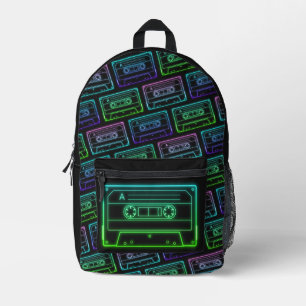 Impresa Mochila Con Patrón De Cassette Neon Multicolor