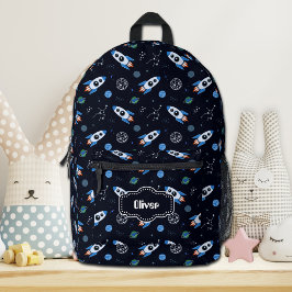 Impresa Mochila con patrón de cohete personalizado