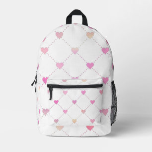 Impresa Mochila con patrón de corazón rosa – Cuadrícula de