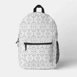 Impresa Mochila con patrón de damasco gris elegante