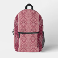 Mochila con patrón de damasco rosa polvoriento vin