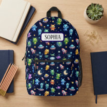 Mochila con patrón de galaxia de alienígena lindo