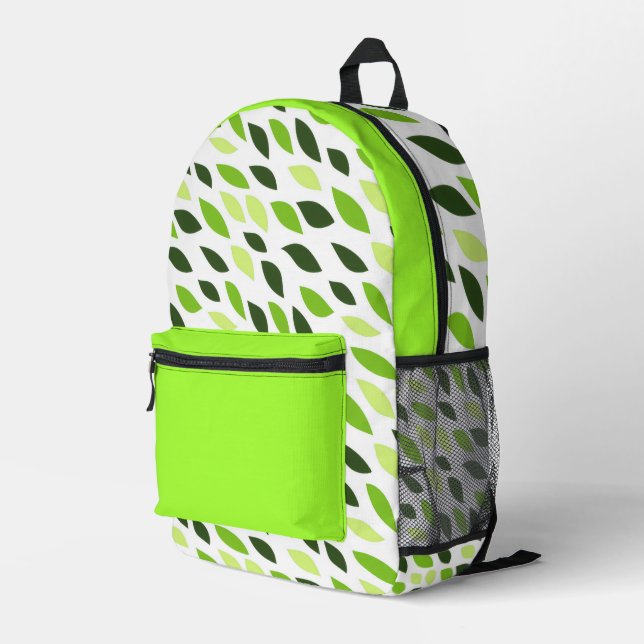Impresa Mochila con patrón de hojas (Esquina derecha trasera )