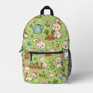Impresa Mochila con patrón de jardín de conejos