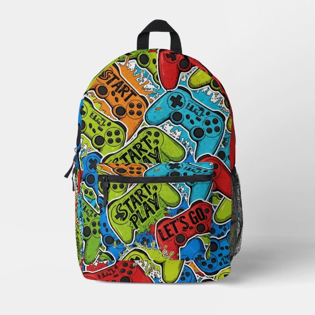 Impresa Mochila Con Patrón De Jugador (Anverso)