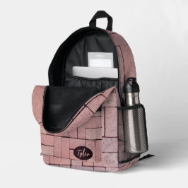 Impresa Mochila con patrón de ladrillo y nombre