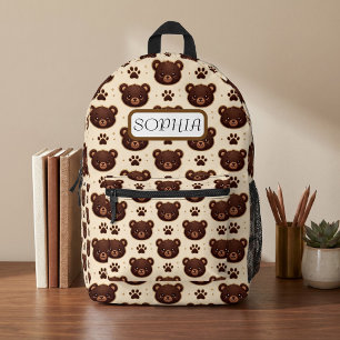 Impresa Mochila con patrón de oso de peluche y huella