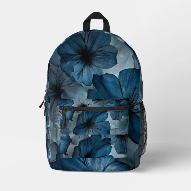 Impresa Mochila con patrón floral azul (Anverso)