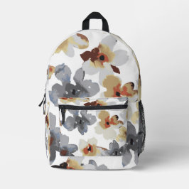 Impresa Mochila con patrón floral de acuarela neutra chic
