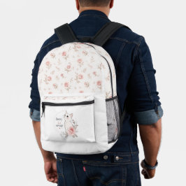 Impresa Mochila con patrón floral de gato salvaje bonito