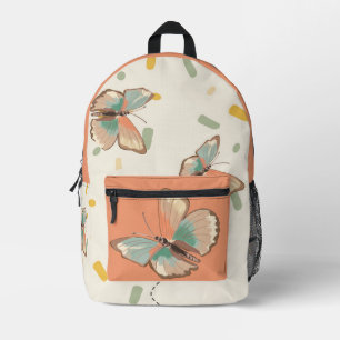 Impresa Mochila con patrón floral y mariposa linda