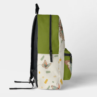 Impresa Mochila con patrón floral y mariposa linda
