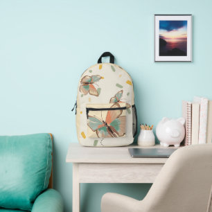 Impresa Mochila con patrón floral y mariposa linda 