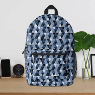 Impresa Mochila con patrón geométrico azul