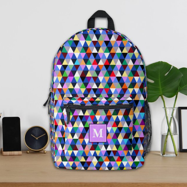 Impresa Mochila con patrón geométrico colorido de monogram (Subido por el creador)