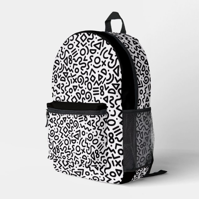 Impresa Mochila con patrón retro de los 90  (Esquina derecha trasera )