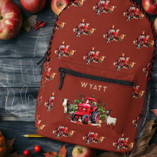 Impresa Mochila con Patrón Rojo Oxidado de Tractor Agrícol