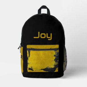 Impresa Mochila con Pincelada Abstracta Amarilla Negra